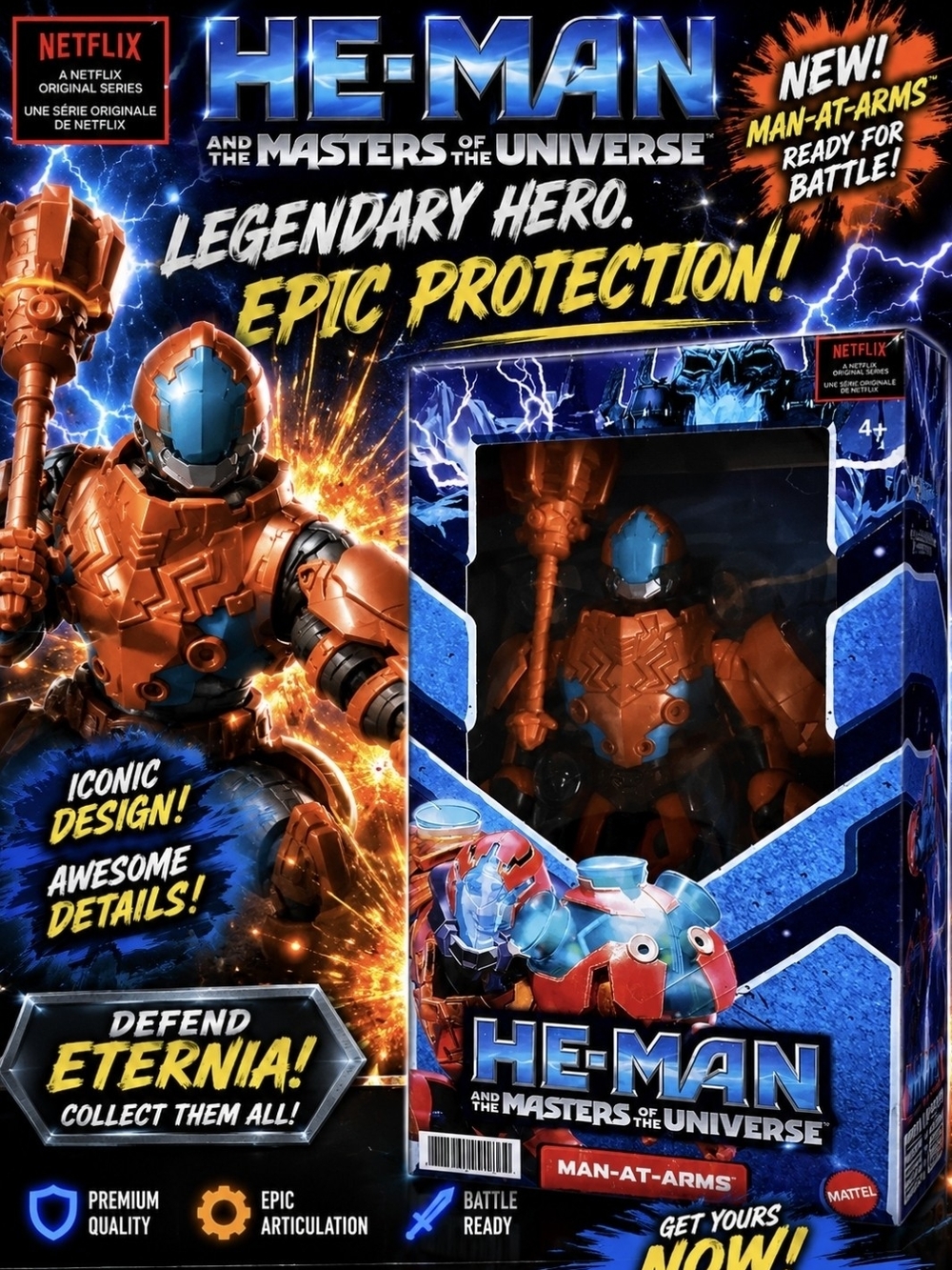 Mattel He-Man Man-At-Arms Action Figure - Orange & Blue